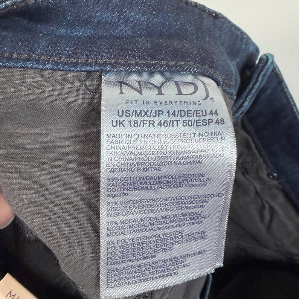 NYDJ Billie Mini Boot Jeans Size 14 Dark Wash High Rise Blue Denim - Picture 12 of 13
